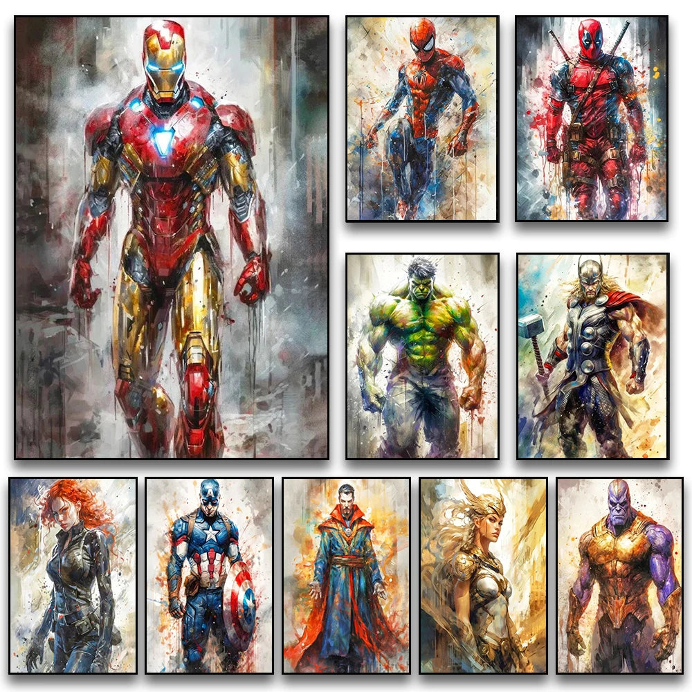 Marvel Movie Art Poster Spider Man Iron Man Deadpool Canvas Painting Classic Anime Character Mural Home Wall Decoration Gift Marvel Movie Art Poster Spider Man Iron Man Deadpool Canvas Painting Classic Anime Character Mural Home Wall Decoration Gift
